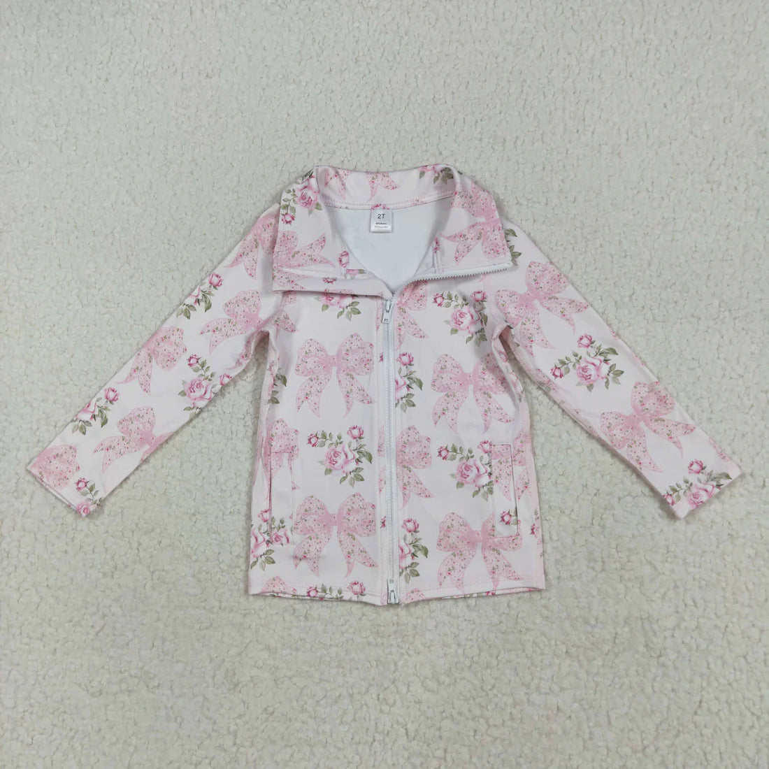 10.2 RTS Sibling Baby Girls Long Sleeves Pink Floral Bows Hoodies Pullovers Tops