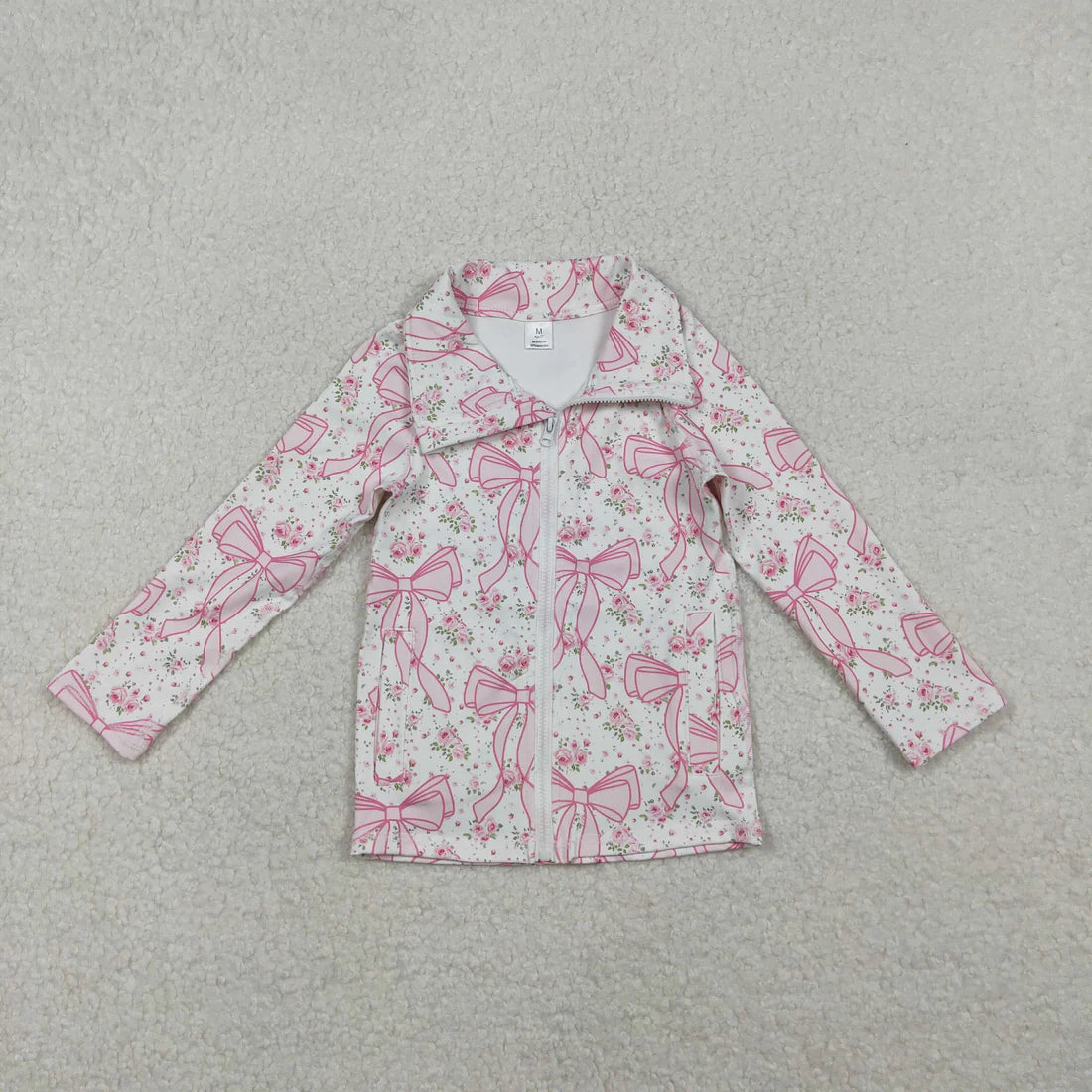 12.3 RST Sibling Baby Girls Flowers Bows Pockets Zipper Yoga Active Jackets Top