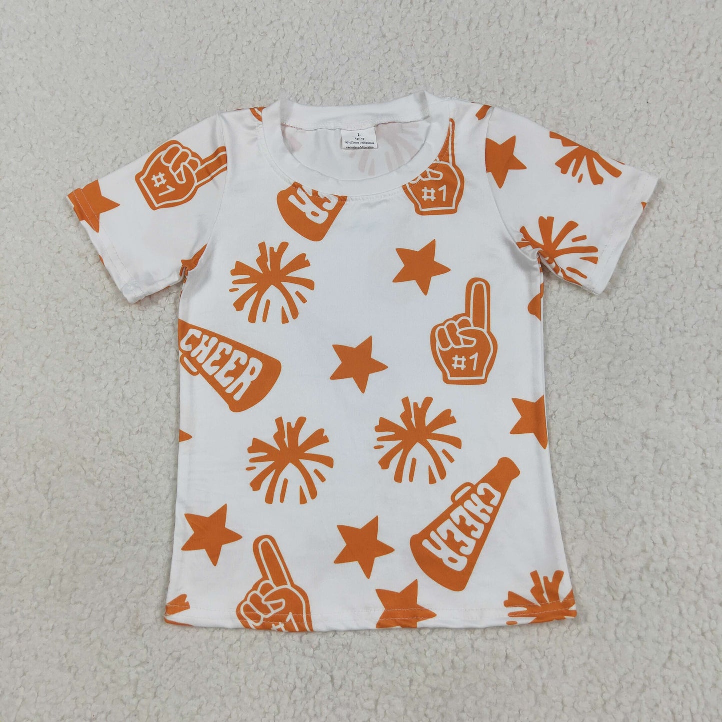 RTS NO MOQ （In stock）GT1090  Baby Girls Summer Tops Baby Girls Short Sleeves Cheer Stars Team Tee Shirts Top