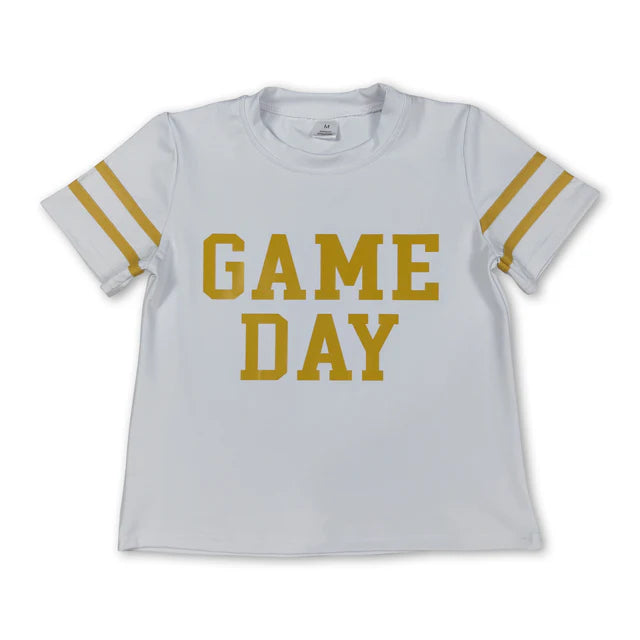 RTS Sibling White short sleeves game day kids girls activewear top