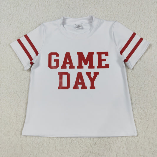 RTS NO MOQ （In stock）GT1102 Baby Girls Summer Tops Baby Girls Offset Print Red Game Day Yoga Active Team Tee Shirts