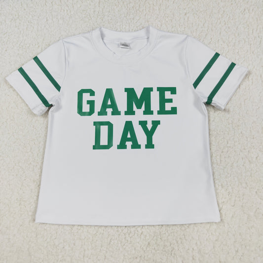 RTS NO MOQ （In stock）GT1103 Baby Girls Summer Tops Baby Girls Green Game Day Yoga Avtive Team Tee Shirts Top