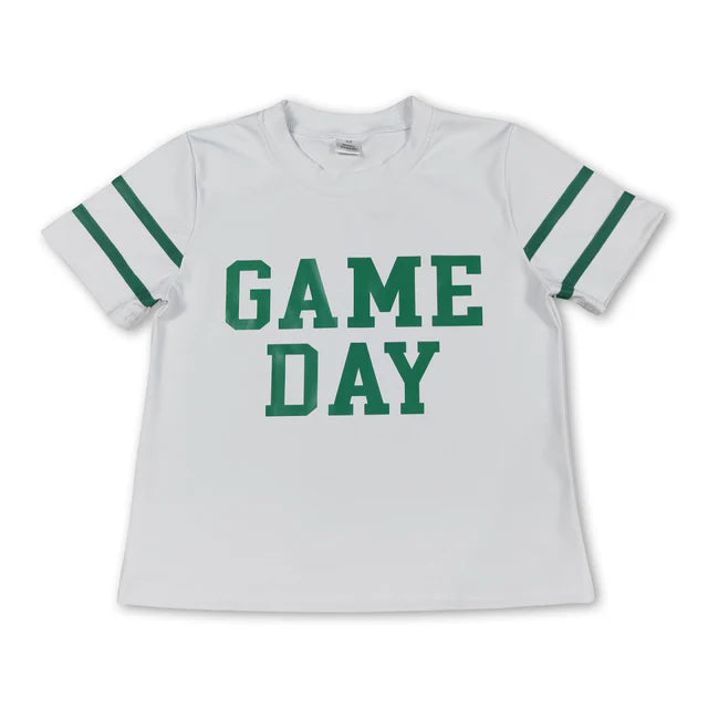 RTS Sibling White short sleeves game day kids girls activewear top
