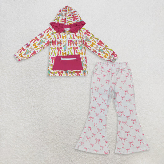 9.17 RTS NO MOQ （In stock）GT1121   + P0732 Baby Girls Long Sleeves Hoodies Tops Denim Flare Pants Jeans