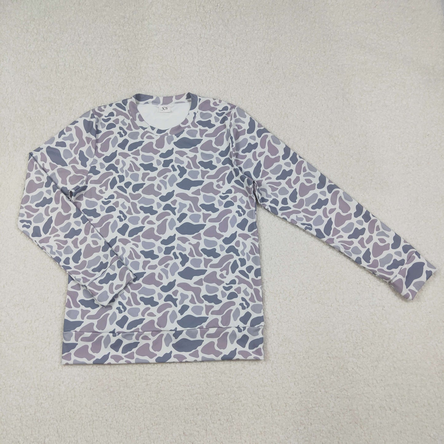 10.10 RTS NO MOQ （In stock）GT1127 Adult Women Light Grey Camo Long Sleeves Yoga Active Tee Shirts Top