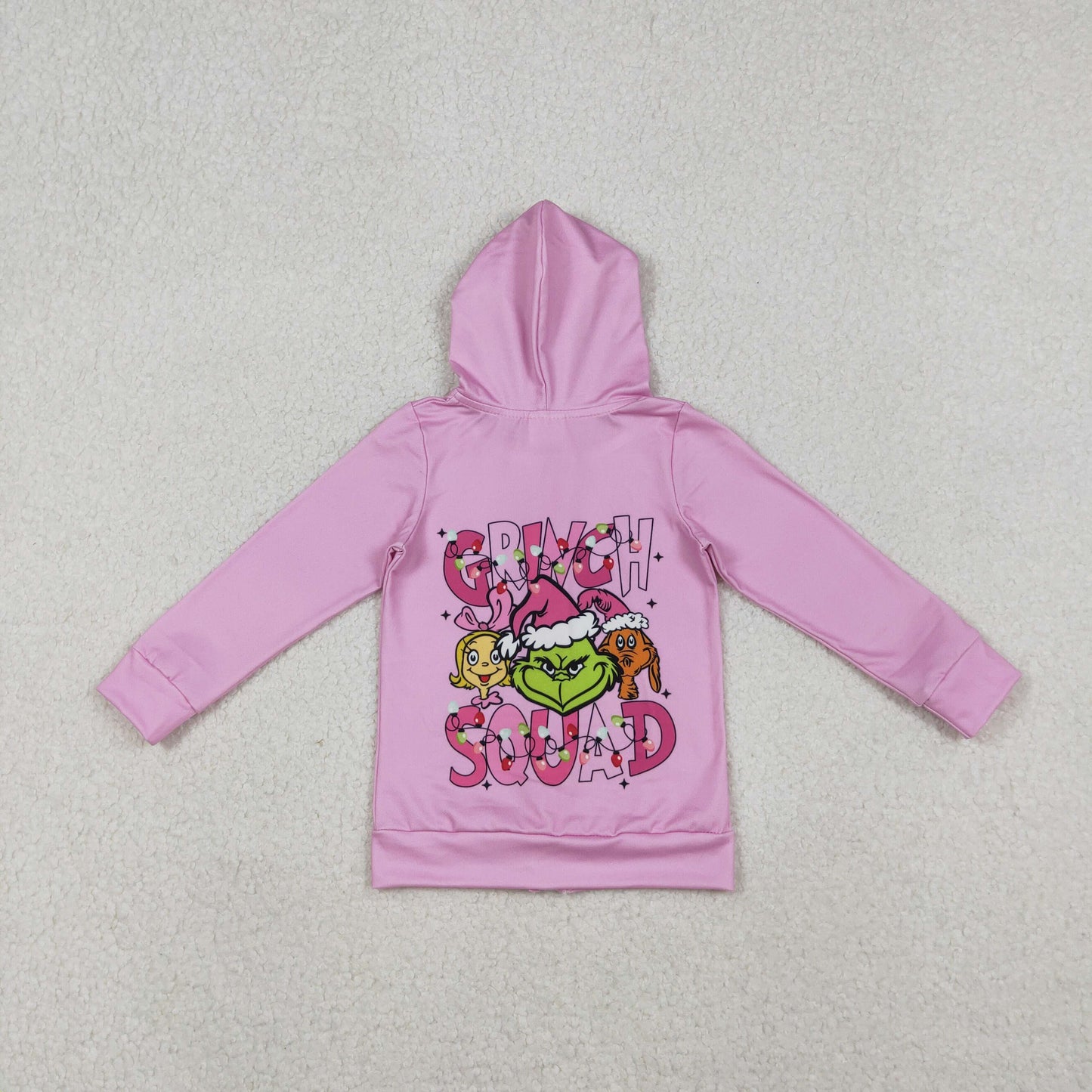 11.1 RTS NO MOQ （In stock）GT1142 Baby Girls Long Sleeve Tops Baby Girls Grin Lights Pockets Zipper Christmas Hoodies Jackets Top