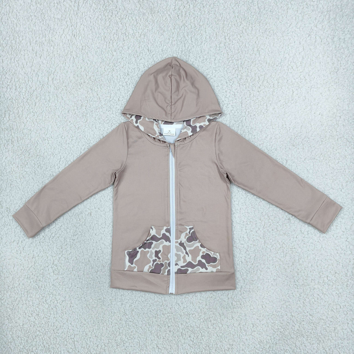 RTS NO MOQ （In stock）milk silk GT1144 Baby Boys Western Brown Camo Deer Zipper Pockets Boys Hoodie Casual Jacket Top
