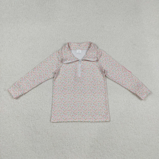 RTS NO MOQ （In stock）GT1145 Baby Girls Yoga Tops Zipper Pullover Long Sleeve Comfortable Soft Breathable Polyester Spring Autumn Casual Top
