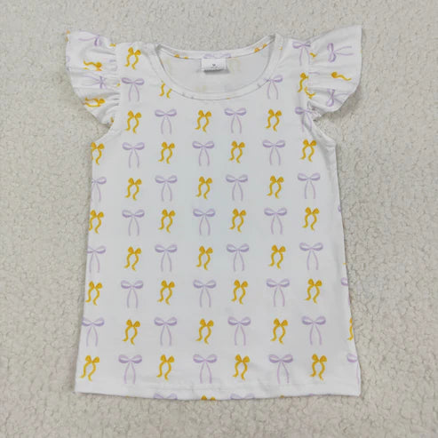 9.26 RTS Sibling Baby Girls Flowers Bows Plaid Tee Shirts Top