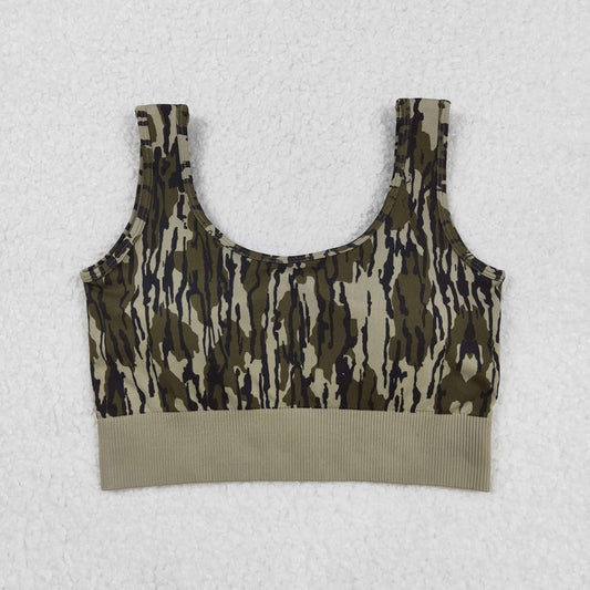 RTS NO MOQ （In stock）GT1187 Adult Women's Summer Tops Adult Women's Army Green Camouflage Vest Military Style Breathable Tank Top for Ladies