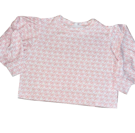 9.22 GT1249 Baby Girls Pink Bows Checked Long Sleeves Yoga Tee Shirts Top Preorder