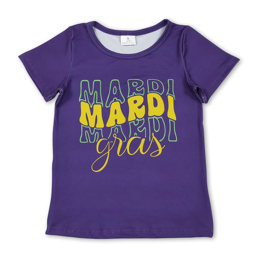 RTS Sibling Short sleeves purple bow donut kids girls summer top