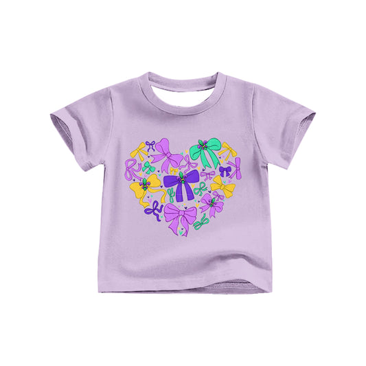 9.25 GT1255 Pre order No Moq Baby Girls Lavender Short Sleeve Mardigras Anchors Bows Tee Shirts Top
