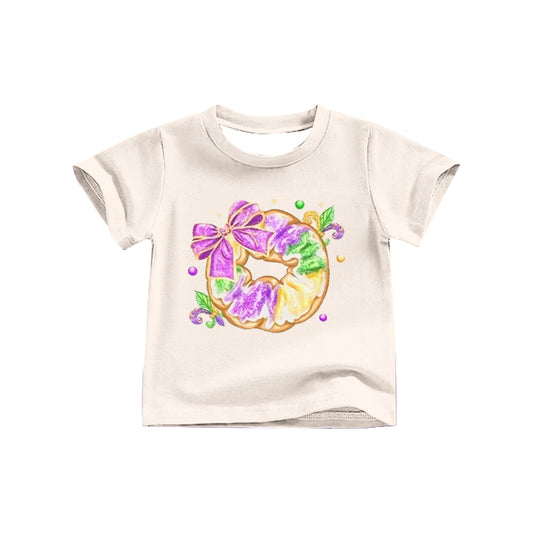 9.25 GT1256 Pre order No Moq Baby Girls Short Sleeve Bow Anchor Donuts Mardigras Tee Shirts Top