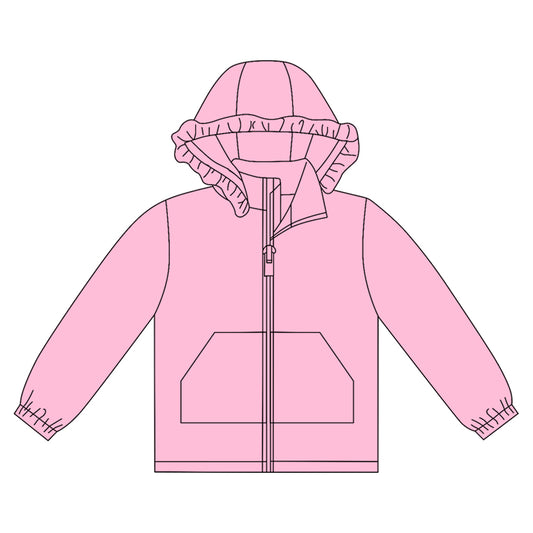 10.1 GT1276 Pre order No Moq Baby Girls Pink Long Sleeve Pockets Zipper Yoga Ruffle Hoodie Jackets
