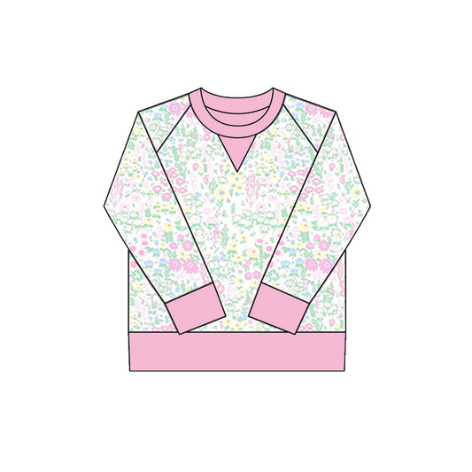 10.1 GT1299 Pre order No Moq Yoga fabric Baby Girls Pink Green Flowers Long Sleeve Yoga Tee Shirts Top