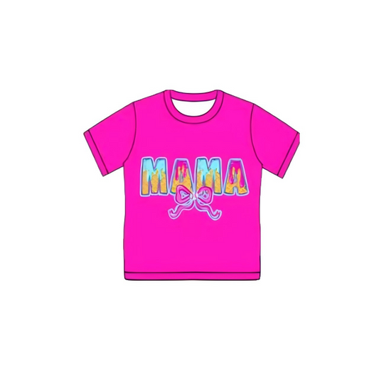 10.10 GT1311 Pre order No Moq Adult Women Hot Pink Blue Sprinkles Drip Mama Tee Shirts Top