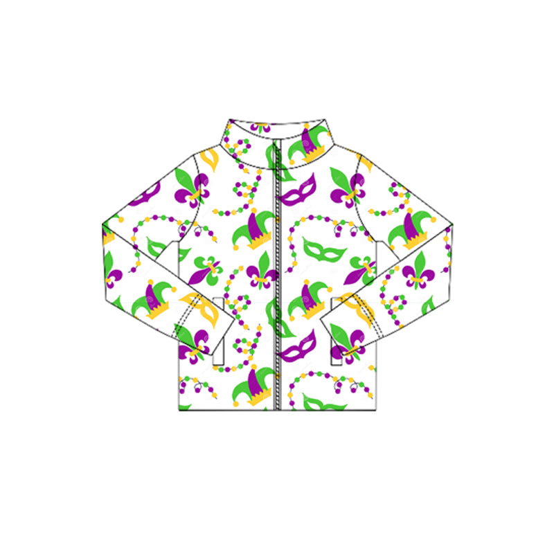 10.18 GT1350 Pre order No Moq Yoga fabric Baby Girls Anchors Lights Mardigras Yoga Zipper Jackets Top