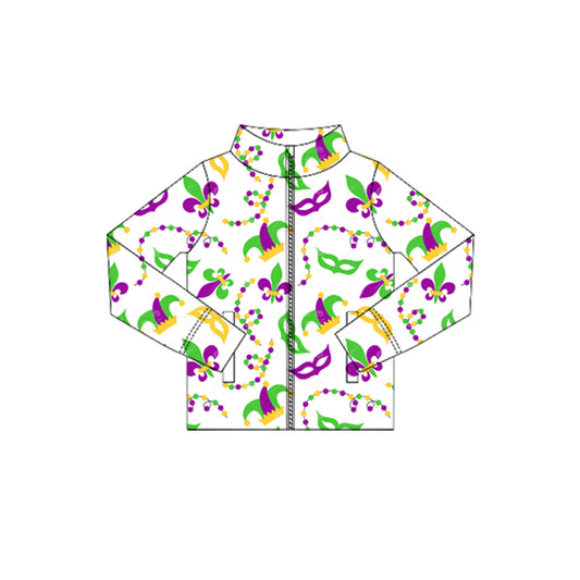 10.18 GT1350 Pre order No Moq Yoga fabric Baby Girls Anchors Lights Mardigras Yoga Zipper Jackets Top