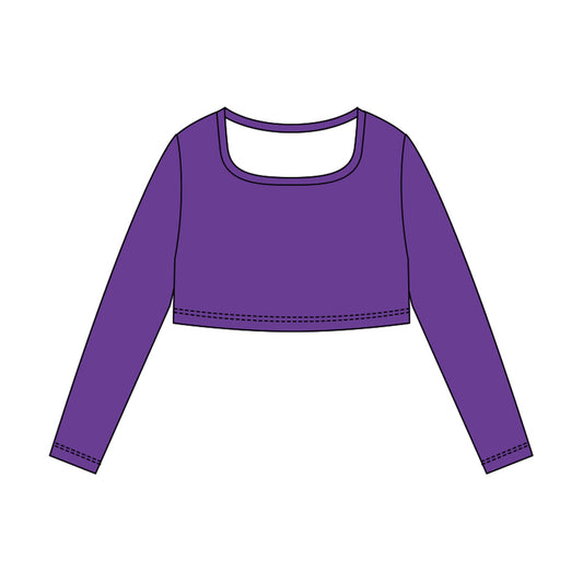 10.30 GT1381 Pre order No Moq Yoga fabric Baby Girls Purple Long Sleeve Yoga T-shirts Top