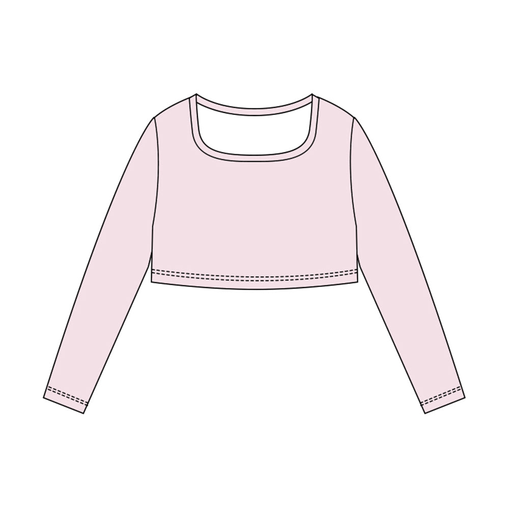 10.30 GT1386 Pre order No Moq Yoga fabric Baby Girls Light Pink Long Sleeve Yoga T-shirts Top
