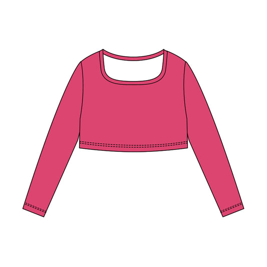 10.30 GT1387 Pre order No Moq Yoga fabric Baby Girls Pink Long Sleeve Yoga T-shirts Top