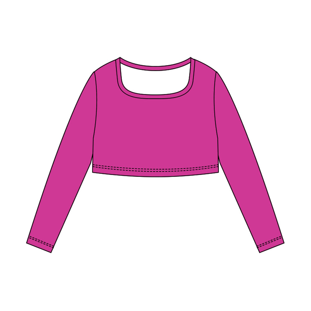10.30 GT1388 Pre order No Moq Yoga fabric Baby Girls Hot Pink Long Sleeve Yoga T-shirts Top