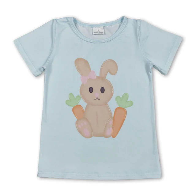 RTS Sibling Baby Girls Short Sleeve Flowers Cross Rabbits Eggs Easter T-shirts Tops
