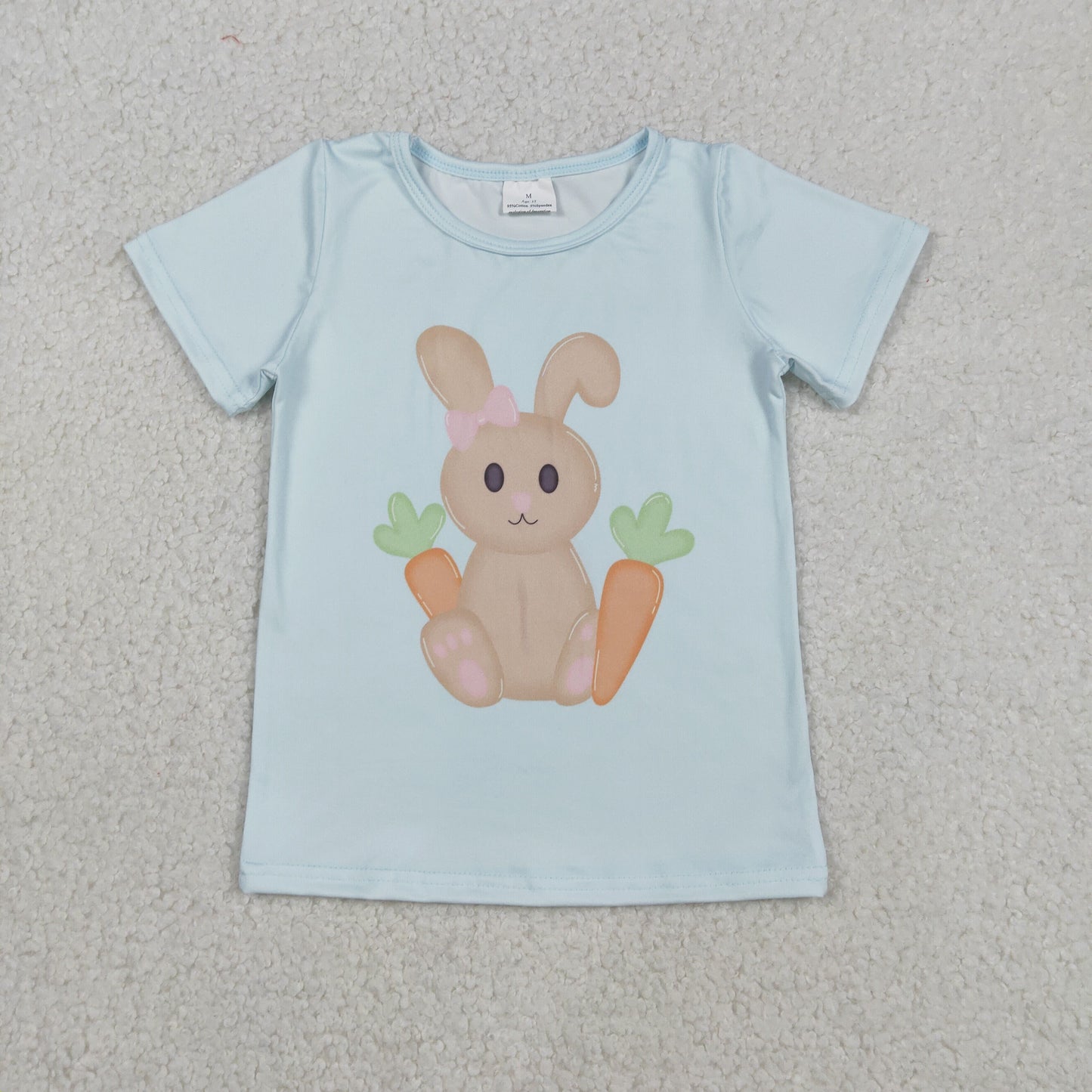 12.6 RTS NO MOQ （In stock）GT1395 Baby Girls Short Sleeve Rabbits Carrots Easter T-shirts Top