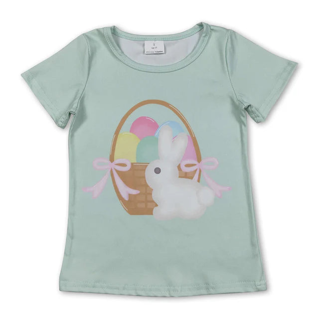 RTS Sibling Baby Girls Short Sleeve Flowers Cross Rabbits Eggs Easter T-shirts Tops