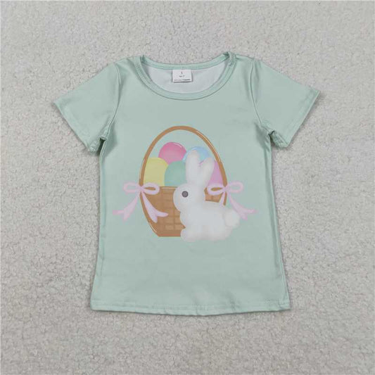 11.25 RTS NO MOQ （In stock）GT1396 Baby Girls Short Sleeve Rabbits Eggs Easter T-shirts Top