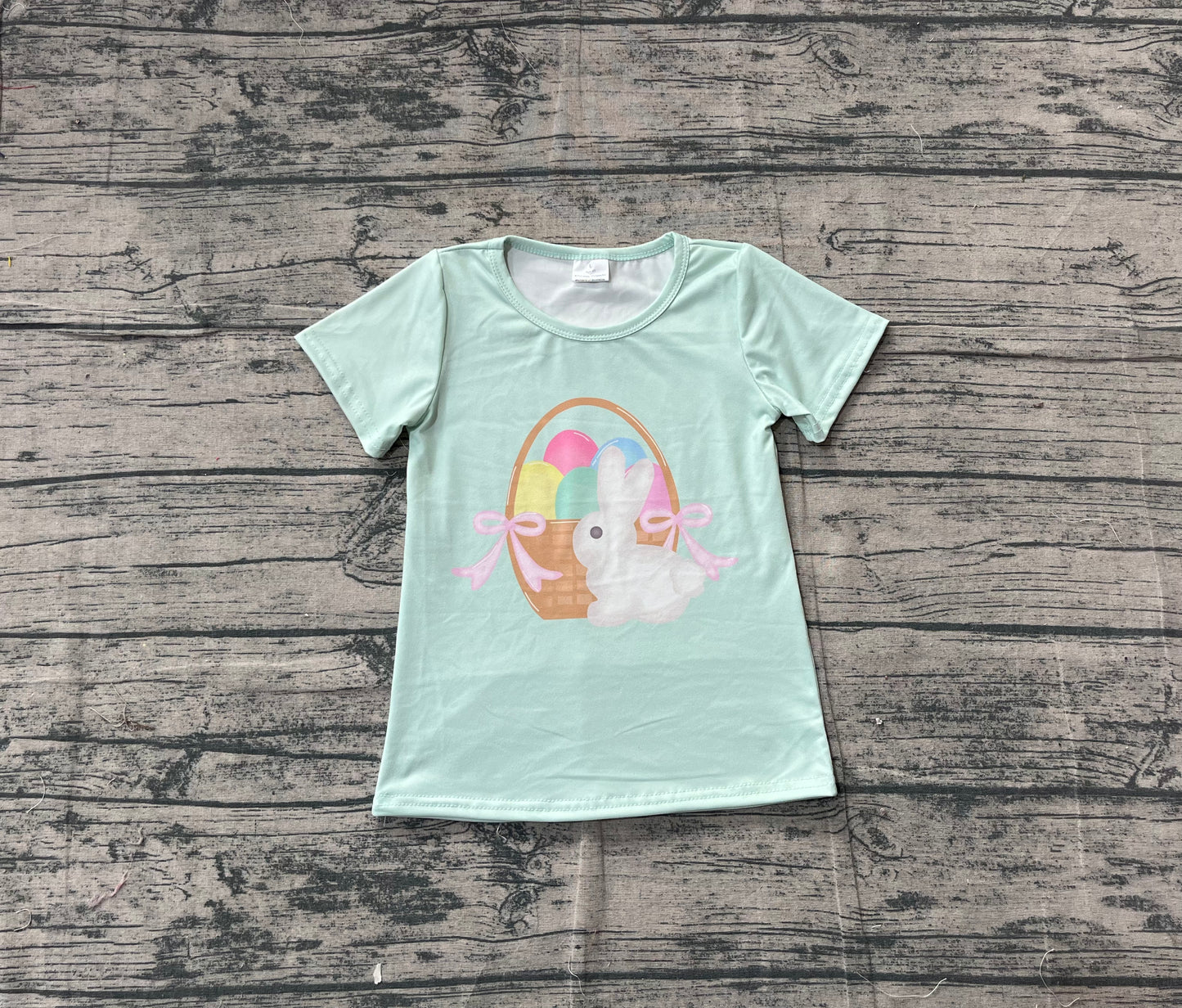 11.10 GT1396 Sample No Moq Baby Girls Short Sleeve Rabbits Eggs Easter T-shirts Top