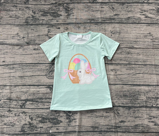 11.10 GT1396 Sample No Moq Baby Girls Short Sleeve Rabbits Eggs Easter T-shirts Top