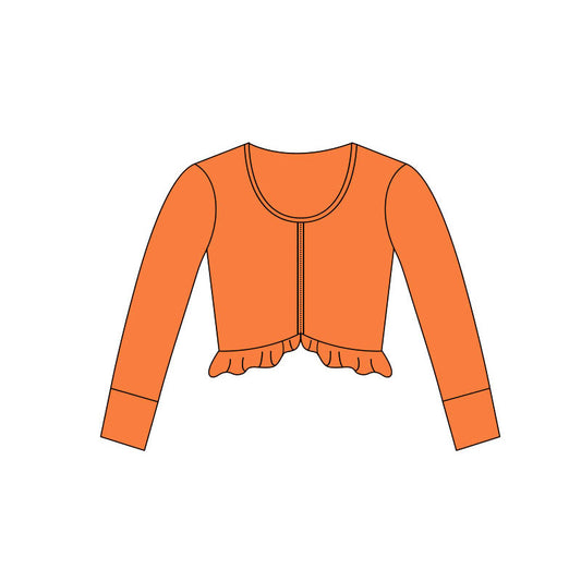 11.3 GT1407 Pre order No Moq Yoga fabric Baby Girls Orange Long Sleeve Yoga Zipper Jackets Top