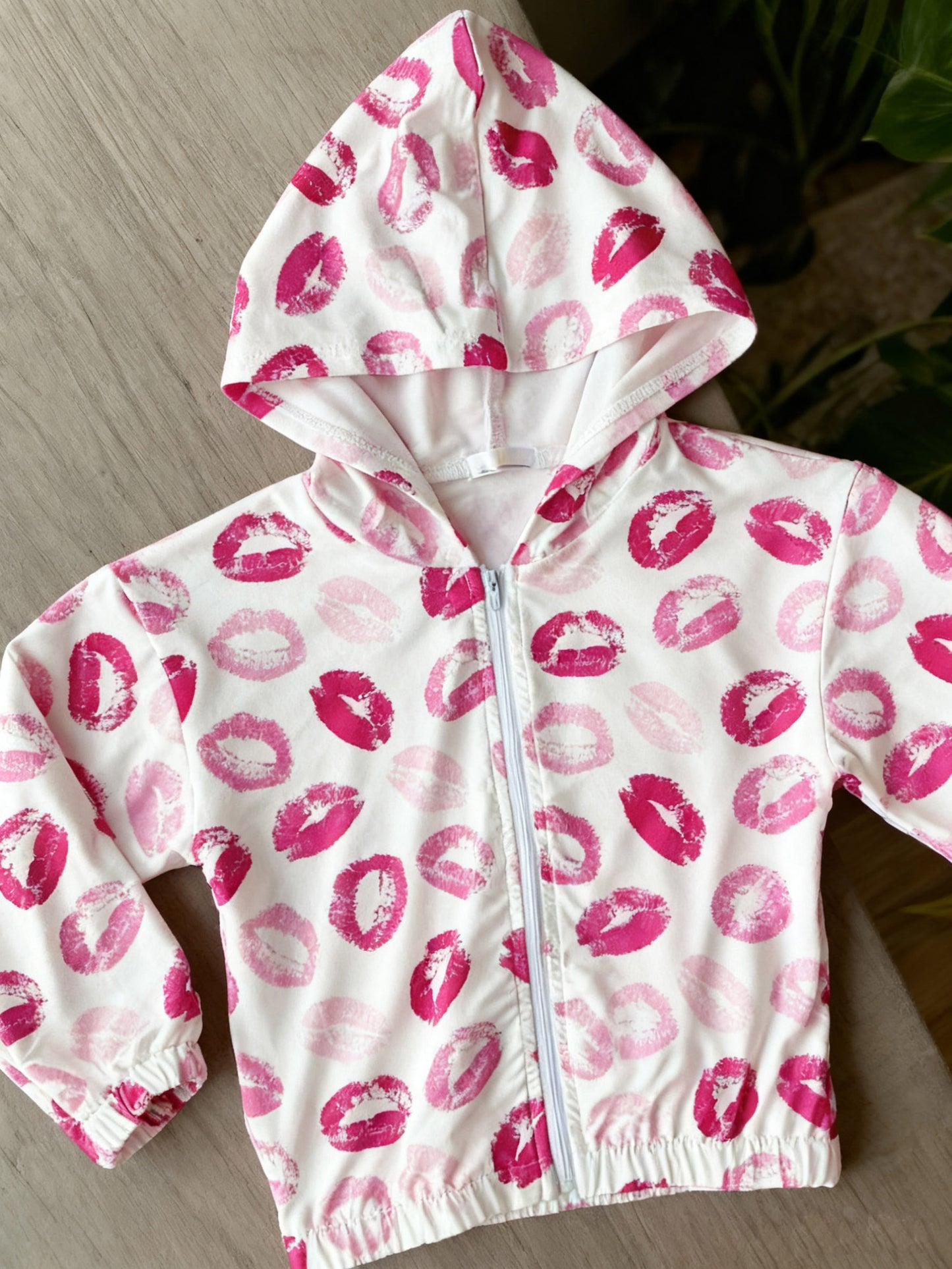 11.5 GT1420 Pre order No Moq Baby Girls Pink Mouths Valentine Zipper Hoodies Jacket