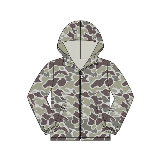 11.7 GT1424 Pre order No Moq Adult Men Grey Camo Pocket Zipper Southern Hoodies Jackets Top