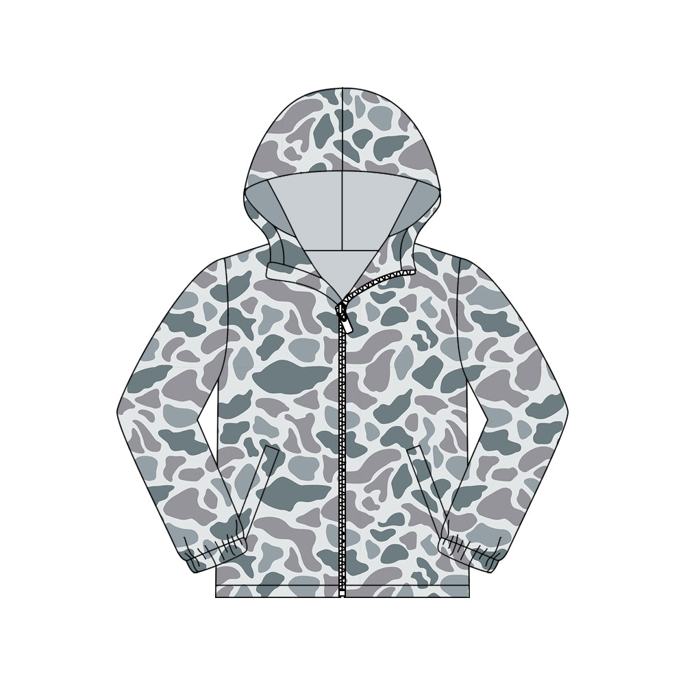 11.7 GT1426 Pre order No Moq Adult Men Light Grey Camo Pocket Zipper Southern Hoodies Jackets Top