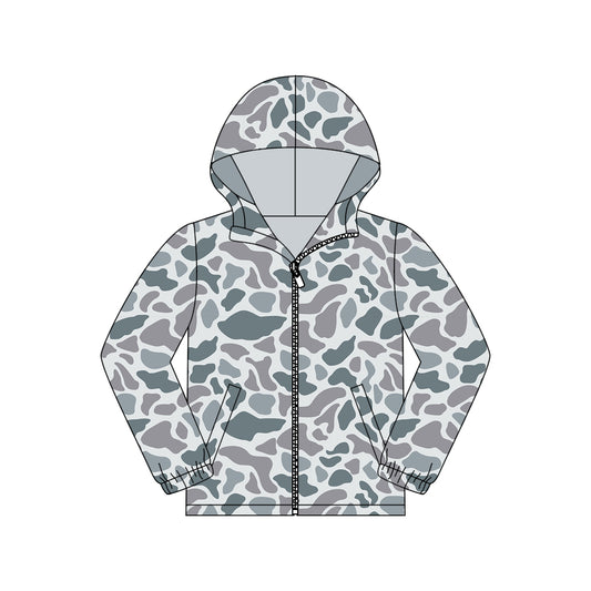 11.7 GT1426 Pre order No Moq Adult Men Light Grey Camo Pocket Zipper Southern Hoodies Jackets Top