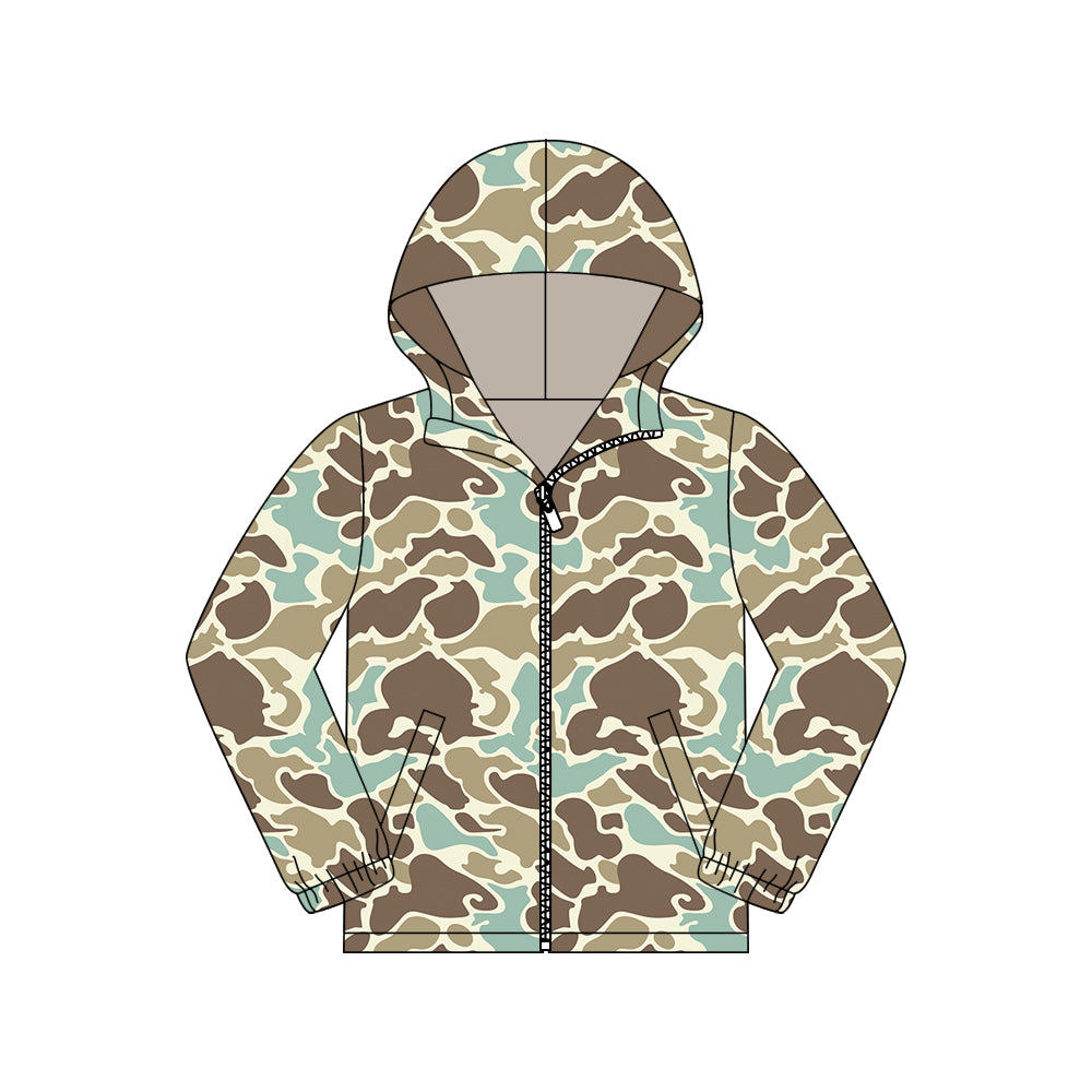 11.7 GT1427 Pre order No Moq Adult Men Khaki Camo Pocket Zipper Southern Hoodies Jackets Top