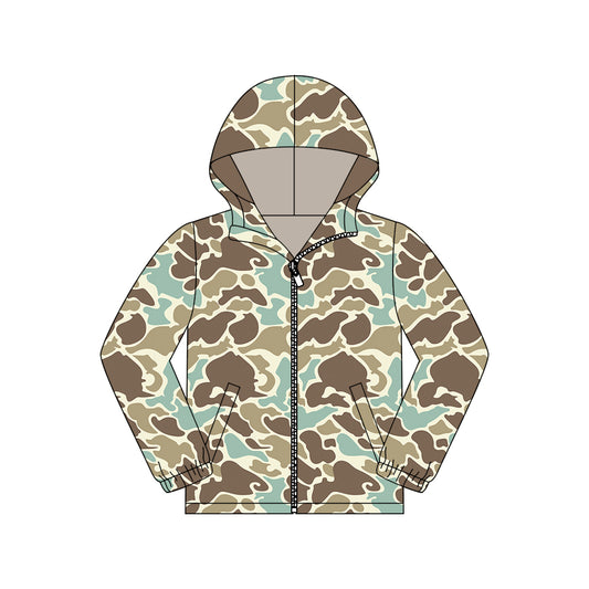 11.7 GT1427 Pre order No Moq Adult Men Khaki Camo Pocket Zipper Southern Hoodies Jackets Top