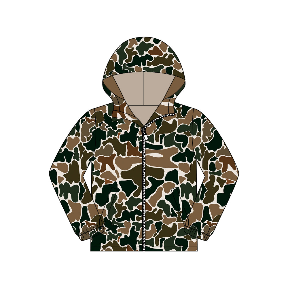 11.7 GT1428 Pre order No Moq Adult Men Brown Camo Pocket Zipper Southern Hoodies Jackets Top
