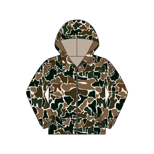 11.7 GT1428 Pre order No Moq Adult Men Brown Camo Pocket Zipper Southern Hoodies Jackets Top