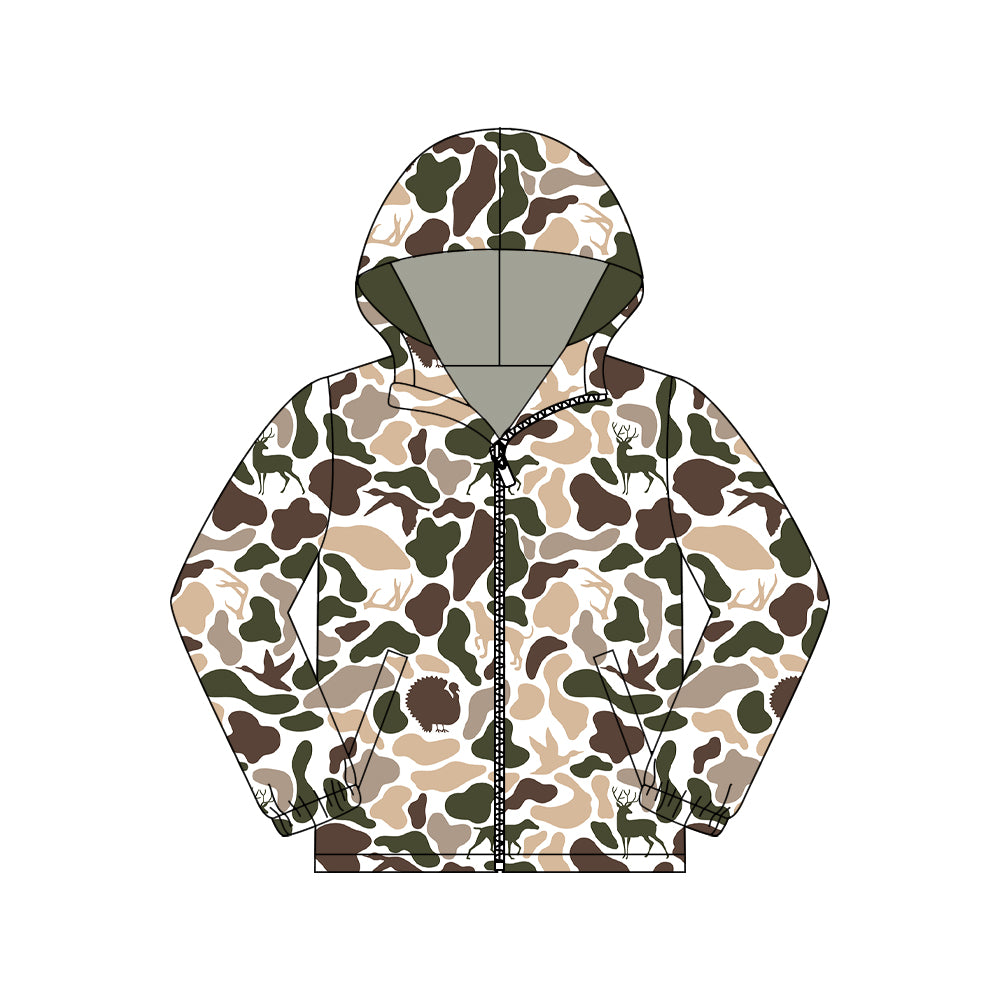 11.7 GT1429 Pre order No Moq Adult Men Ducks Dogs Deer Camo Pocket Zipper Southern Hoodies Jackets Top