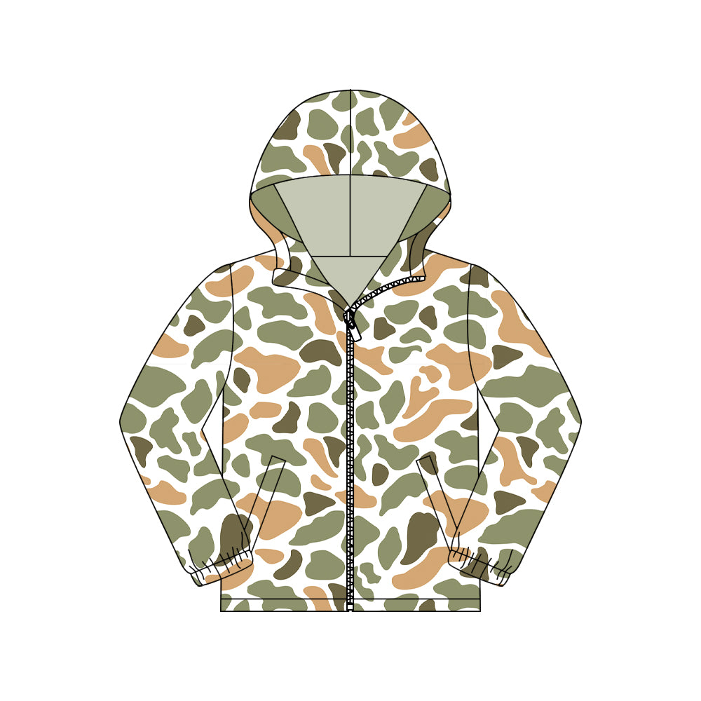 11.7 GT1430 Pre order No Moq Adult Men Green Yellow Camo Pocket Zipper Southern Hoodies Jackets Top