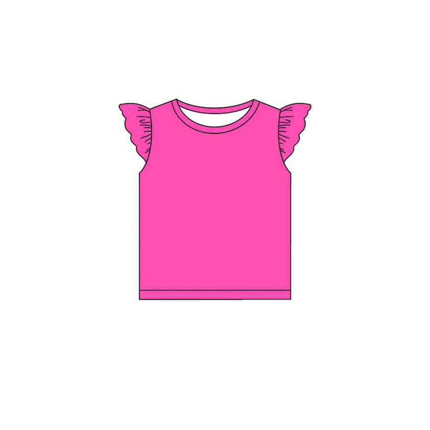 11.11 GT1434 Pre order No Moq Baby Girls Pink Flutter Sleeve T-shirts Top