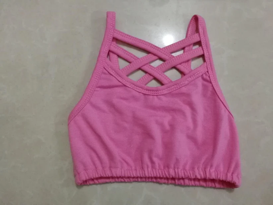 11.12 GT1441 Pre order No Moq Yoga fabric Baby Girls Hot Pink Strap Yoga Vests Top