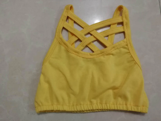 11.12 GT1443 Pre order No Moq Yoga fabric Baby Girls Yellow Strap Yoga Vests Top