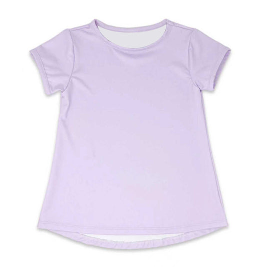11.12 GT1453 Pre order No Moq Yoga fabric Baby Girls Lavender Short Sleeve Yoga T-shirts Top