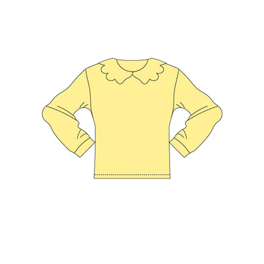 11.13 GT1454 Pre order No Moq Yoga fabric Baby Girls Long Sleeve Yellow Collar Yoga T-shirts Top