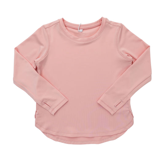 11.18 GT1460 Pre order No Moq Yoga fabric Baby Girls Peach Long Sleeve Yoga T-shirts Top
